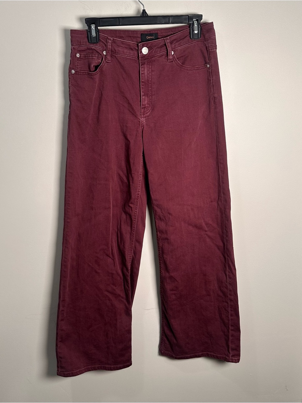 Quince Women Bella Stretch Wide Leg Jeans Wine Tasting Red 29